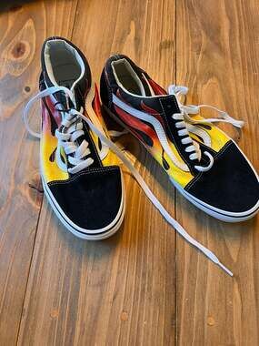 Vans Old Skool Flame Print Sneakers Mens 9.5